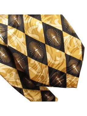 100% Silk Necktie Christian Cross Divinity Quality For life Gold/Black Cross 60"